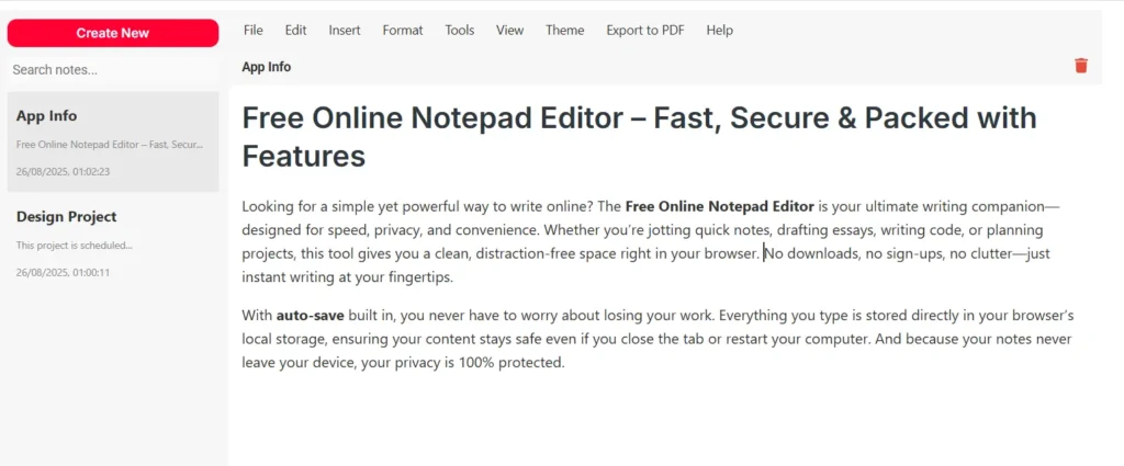 Online Notepad